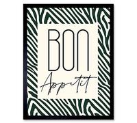 Wee Blue Coo Kitchen Zebra Bon Appetit Typography Art Print Framed Poster Wall Decor 12x16 inch