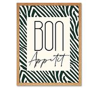 Wee Blue Coo Kitchen Zebra Bon Appetit Typography Art Print Framed Poster Wall Decor 12x16 inch