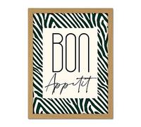 Wee Blue Coo Kitchen Zebra Bon Appetit Typography Artwork Framed Wall Art Print 18X24 Inch