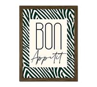 Wee Blue Coo Kitchen Zebra Bon Appetit Typography Artwork Framed Wall Art Print 18X24 Inch