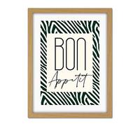 Wee Blue Coo Kitchen Zebra Bon Appetit Typography Artwork Framed Wall Art Print 18X24 Inch