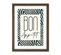 Wee Blue Coo Kitchen Zebra Bon Appetit Typography Artwork Framed Wall Art Print 18X24 Inch