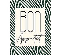 Wee Blue Coo Kitchen Zebra Bon Appetit Typography Premium Wall Art Canvas Print 18X24 Inch