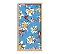 Wee Blue Coo Koi Carp Fish Lily Pond Graphic Long Panel Framed Wall Art Print