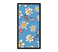 Wee Blue Coo Koi Carp Fish Lily Pond Graphic Long Panel Framed Wall Art Print