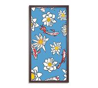 Wee Blue Coo Koi Carp Fish Lily Pond Graphic Long Panel Framed Wall Art Print