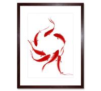 Wee Blue Coo Koi Fish Painting Art Print Framed Poster Wall Decor 9x7 inch