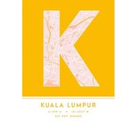 Wee Blue Coo Kuala Lumpur Malaysia City Map Yellow Colour Block Modern Typography Stylish Letter Unframed Word Wall Art Print Poster for Home Décor CITYMAP1