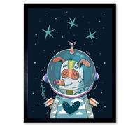Wee Blue Coo Laika Russian Space Dog Art Print Framed Poster Wall Decor 12X16 Inch