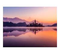 Wee Blue Coo Lake Bled Island Slovenia Art Print Poster Wall Decor 12X16 Inch