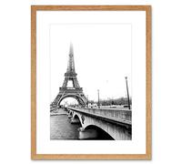 Wee Blue Coo Landmark Eiffel Tower Paris France Misty Black White Framed Wall Art Print