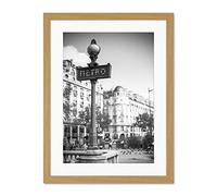 Wee Blue Coo Landmark Retro Metro Sign Paris France Black White Large Art Print Poster Wall Decor 18x24 inch Supplied Ready To Hang With Included Mount Brackets