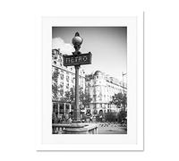 Wee Blue Coo Landmark Retro Metro Sign Paris France Black White Large Art Print Poster Wall Decor 18x24 inch Supplied Ready To Hang With Included Mount Brackets