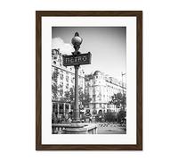 Wee Blue Coo Landmark Retro Metro Sign Paris France Black White Large Art Print Poster Wall Decor 18x24 inch Supplied Ready To Hang With Included Mount Brackets