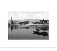 Wee Blue Coo LARGS FROM THE PIER SCOTLAND VINTAGE HISTORY OLD BW FRAMED ART PRINT B12X221