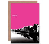 Wee Blue Coo Leith Shore Edinburgh Pink Scottish Scotland Card Wee Blue Coo Multicolor