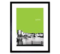 Wee Blue Coo Leith Shore Edinburgh Scotland Scottish Landmark West View Green Artwork Framed Wall Art Print 12X16 Inch