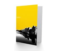 Wee Blue Coo Leith Shore Edinburgh Scottish Landmark Yellow Greetings Card