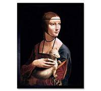 Wee Blue Coo Leonardo Di Ser Piero Da Vinci Lady Ermine Cecilia Gallerani Art Print Framed Poster Wall Decor 12X16 Inch