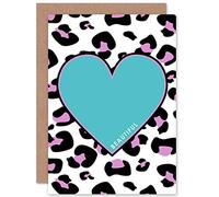 Wee Blue Coo Leopard Blue And Purple Reverse Beautiful Greeting Card With Envelope Inside Premium Quality