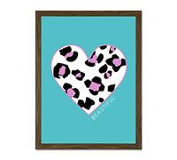 Wee Blue Coo Leopard Blue And Purple Solid Beautiful Large Framed Art Print Wall Poster 18x24 inch