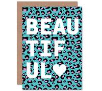 Wee Blue Coo Leopard Blue And Purple Words Beautiful Greeting Card With Envelope Inside Premium Quality