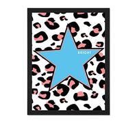 Wee Blue Coo Leopard Coral And Blue Bright Reverse Large Black Framed Art Print Wall Poster 18x24 inch