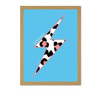 Wee Blue Coo Leopard Coral And Blue Strong Large Light Oak Framed Art Print Wall Poster 18x24 inch