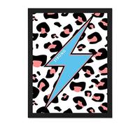 Wee Blue Coo Leopard Coral And Blue Strong Reverse Large Black Framed Art Print Wall Poster 18x24 inch