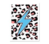 Wee Blue Coo Leopard Coral And Blue Strong Reverse Large White Framed Art Print Wall Poster 18x24 inch