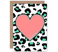Wee Blue Coo Leopard Coral And Green Beautiful Reverse Greeting Card With Envelope Inside Premium Quality