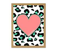 Wee Blue Coo Leopard Coral And Green Beautiful Reverse Large Light Oak Framed Art Print Wall Poster 18x24 inch