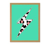 Wee Blue Coo Leopard Coral And Green Strong Large Light Oak Framed Art Print Wall Poster 18x24 inch