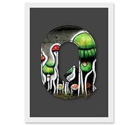 Wee Blue Coo Letter Q Abstract Trippy Grey Green Decorative Graffiti Mural Alphabet Initial Stencil Artwork Framed Wall Art Print A4