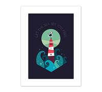 Wee Blue Coo Lighthouse Sea Free Canvas Wall Art Print