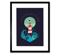Wee Blue Coo Lighthouse Sea Free Framed Wall Art Print
