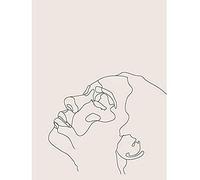 Wee Blue Coo Line Drawing Faces Woman Minimalist Art Print Canvas Premium Wall Decor Poster Mural