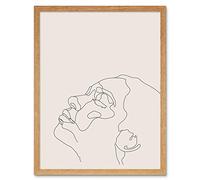 Wee Blue Coo Line Drawing Faces Woman Minimalist Art Print Framed Poster Wall Decor 12x16 inch
