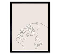 Wee Blue Coo Line Drawing Faces Woman Minimalist Art Print Framed Poster Wall Decor 12x16 inch