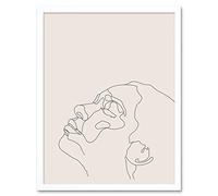 Wee Blue Coo Line Drawing Faces Woman Minimalist Art Print Framed Poster Wall Decor 12x16 inch