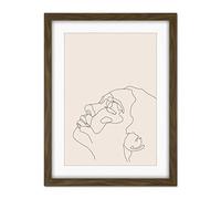 Wee Blue Coo Line Drawing Faces Woman Minimalist Artwork Framed Wall Art Print 18X24 Inch
