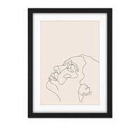 Wee Blue Coo Line Drawing Faces Woman Minimalist Artwork Framed Wall Art Print 18X24 Inch