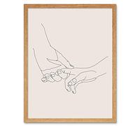 Wee Blue Coo Line Drawing Hands Holding Minimalist Art Print Framed Poster Wall Decor 12x16 inch