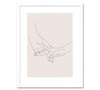 Wee Blue Coo Line Drawing Hands Holding Minimalist Artwork Framed Wall Art Print 12X16 Inch