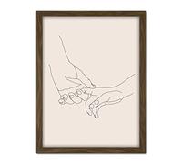 Wee Blue Coo Line Drawing Hands Holding Minimalist Artwork Framed Wall Art Print 18X24 Inch