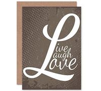 Wee Blue Coo LIVE LAUGH LOVE ILLUSTRATION WORDS BIRTHDAY BLANK GREETINGS CARD