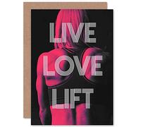 Wee Blue Coo Live Love Lift Word Art Blank Greeting Card