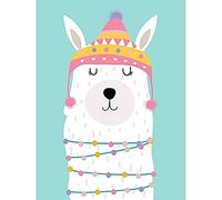 Wee Blue Coo Llama Cute Christmas Illustration Art Print Canvas Premium Wall Decor Poster