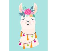 Wee Blue Coo Llama Cute Floral Art Print Canvas Premium Wall Decor Poster