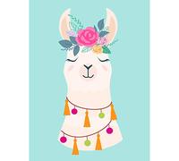 Wee Blue Coo Llama Cute Floral Large Wall Art Print Canvas Premium Poster
